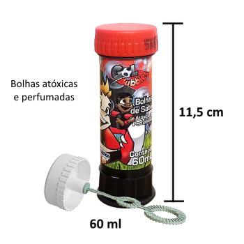 Imagem de Kit 2 Tubos Fazer Bolas de Sabão Brinquedo Infantil Preto e Vermelho Time de Futebol