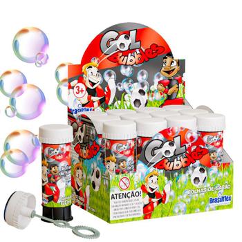 Imagem de Kit 2 Tubos Fazer Bolas de Sabão Brinquedo Infantil Preto e Vermelho Time de Futebol