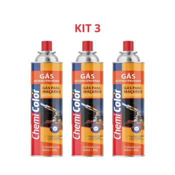 Imagem de Kit 3 Gás Para Maçarico Culinário 200g 400ml