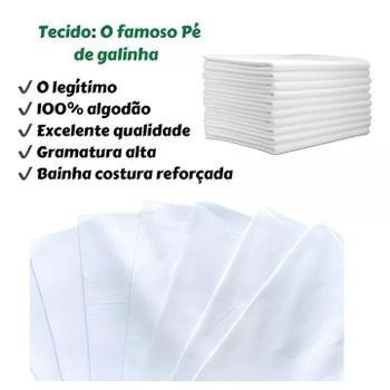 Imagem de Kit 3 panos de prato em algodão pé de galinha modelo branco liso arte e decoração