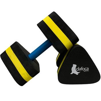 Imagem de Kit 3 Pares de Halteres Para Hidroginástica Em EVA DF1107-PT G Preto e Amarelo Dafoca Sports