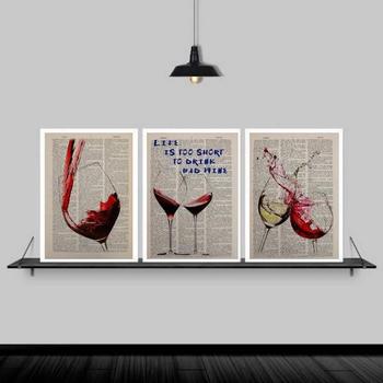 Imagem de Kit 3 Quadros Vinhos Life Is Too Short 45X34Cm - Com Vidro