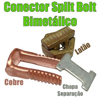 Imagem de Kit 3 Split Bolt Conector Parafuso Fendido Bimetálico 70mm para Emenda Cabos Cobre Alumínio