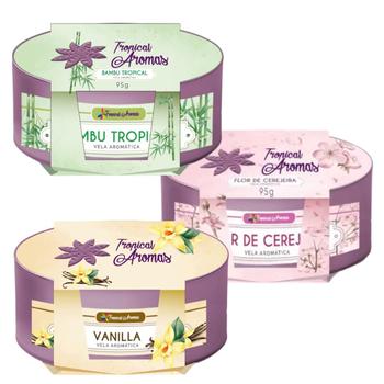 Imagem de Kit 3 Velas Aromáticas Perfumada E Decorativa 95g Tropical