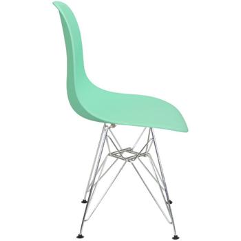 Imagem de Kit 4 Cadeiras Charles Eames Eiffel Base Metal Cromado Verde Agua