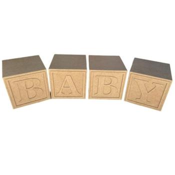 Imagem de Kit 4 Cubos Baby Decorativo Para Eventos 30x30 Em Mdf Cru