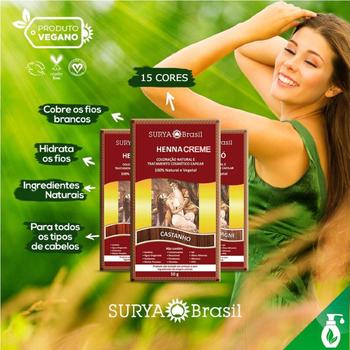 Imagem de Kit 5 Henna Indiana Natural Creme Para Os Cabelos Surya Cores