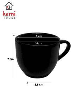 Imagem de Kit 5 Xicaras Chá ou Café de Porcelana Preta 170ml
