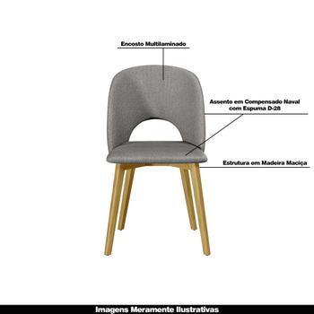 Imagem de Kit 6 Cadeiras Decorativas Sala de Jantar Madeira Maciça Hadassa Linho Cinza/Freijó G13 - Gran Belo