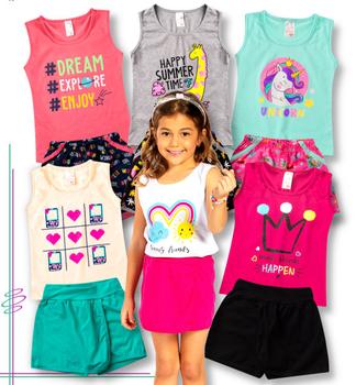 Imagem de Kit 6 Conjunto Infantil Feminino Roupa de Verão Menina