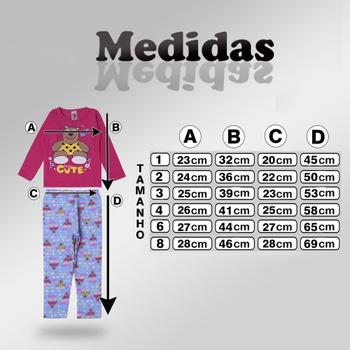 Imagem de Kit 8 Acessorios Infantil De Inverno Menina  4 Blusas Meia Estação + 4 Calças Moleton Estampadas