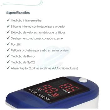 Imagem de KIT 8 Oxímetros de pulso para dedo Swisscare  branco/azul