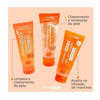 Imagem de Kit Anti-Idade Vitamina C Sabonete Esfoliante Gel Dermachem