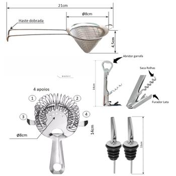 Imagem de Kit Bartender C/ Bolsa Colher Bailarina Coqueteleira 15pç B2