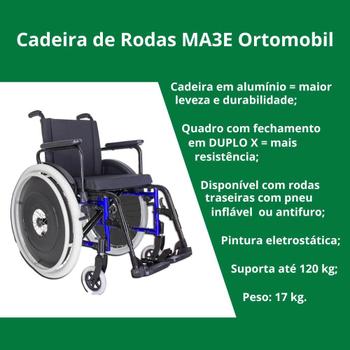 Imagem de Kit Cadeira de Rodas Alumínio Dobrável em X  Capacidade de Peso até 120kg MA3E com Cinto de Segurança Pélvico Ortomobil