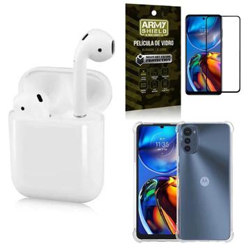 Imagem de Kit Capinha Moto E32 + Fone Ouvido Bluetooth Ly122 +Película