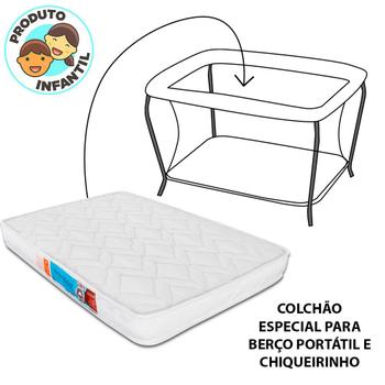 Imagem de Kit Colchão Chiqueirinho Cercadinho Mini Berço + Lençol Avulso Com Elástico 180 Fios + Protetor Capa Impermeável 100x70x10cm - BF Colchões