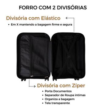 Imagem de Kit Com 2 Malas de Viagem Para Bordo Fibra Rígida ABS Rodas 360