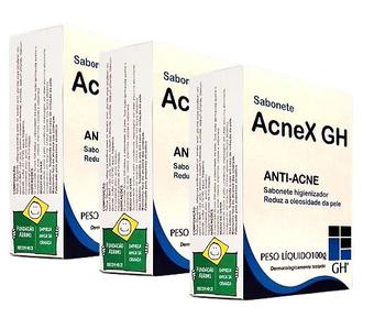 Imagem de Kit com sabonetes higienizador anti-acne gh acnex - kit com 3 unidades