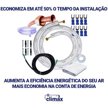 Imagem de Kit completo para instalação ar condicionado inverter split 12000 e 18000 btus normal 18000 btus cobre 2 metros 1/4 1/2