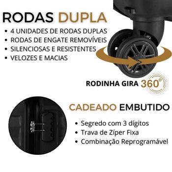 Imagem de Kit Conjunto de 2 Malas de Viagem/Bordo Fibra C/rodas 360