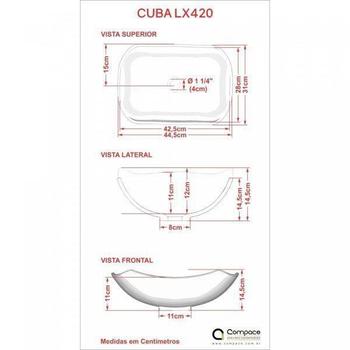 Imagem de Kit Cuba L42 com Torneira Link 1062 Metal e Válvula 1'' Compace