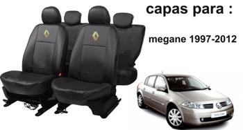 Imagem de Kit de Capas de Couro Impermeável Renault Megane 2002 a 2003 + Capa de Volante com Agulha + Chaveiro