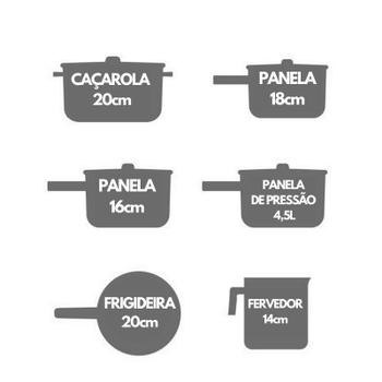 Imagem de Kit de panelas cinza 6 pçs alegrete