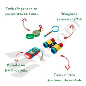 Imagem de Kit Detetive DPA D.P.A. Acessórios Funcionam De Verdade Original Rosita Binóculo Bússola Lanterna Lupa Presente +3 Anos