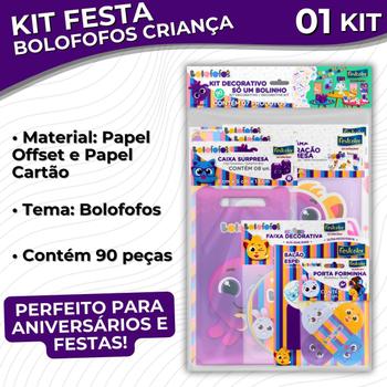 Imagem de Kit Festa de Aniversário Decorativa Só Um Bolinho Bolofofos - 90 - peças - Festcolor