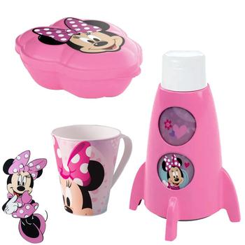 Imagem de Kit Garrafinha Garrafa Minnie Mouse Pote Potinho Copo Caneca Infantil