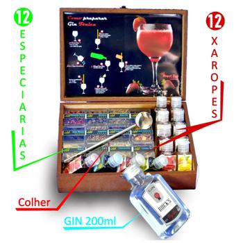 Imagem de Kit Gin PRIME - 12 Especiarias para Gin + 12 Xaropes + Mini Gin + Colher canudo - RoyalBar