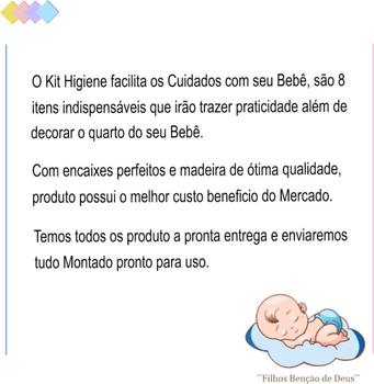 Imagem de Kit Higiene Bebê Safári Branco em Madeira mdf com 8 peças