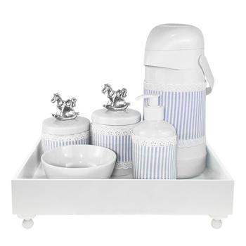 Imagem de Kit Higiene Blanc Cavalinho Prata e Capa Quarto Bebê Infantil Menino