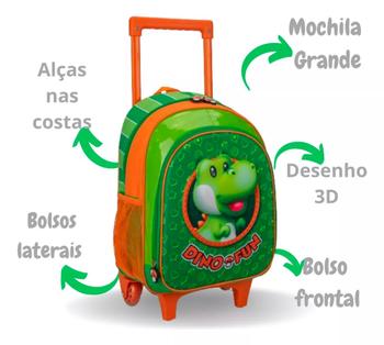 Imagem de Kit Mochila Com Roda Infantil Dino Fun Lancheira E Estojo IN2443-KCG