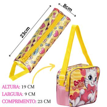 Imagem de Kit Mochila Infantil Feminina Estojo Lancheira Completa Gatinha 6 Peças