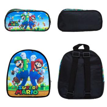 Imagem de Kit Mochila Infantil Grande com Lancheira Super Mario Costas