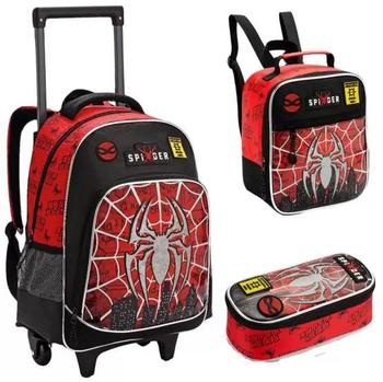 Imagem de Kit Mochila Rodinha Homem Aranha Escolar Infantil Menino Menina com Lancheira e Estojo