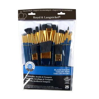 Imagem de Kit Pincel Sintetico Aquarela, Acrilica Royal Azul 25 Pçs