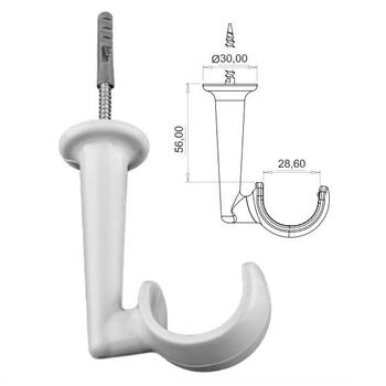 Imagem de Kit Suporte de Teto para Varão 28mm com Ponteiras - Plástico - Bella Arte