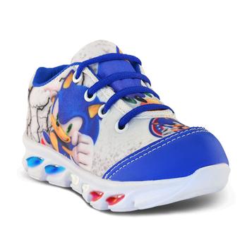 Imagem de Kit Tênis Led Infantil Menino Masculino Sonic + Chinelo + Camisa