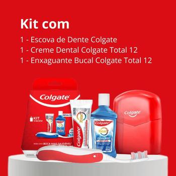 Imagem de Kit Viagem Colgate  Mini Creme Dental + Mini Enxaguatório + Escova viagem