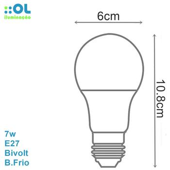 Imagem de Lampada Bulbo Led A60 7W E27 Branco Frio Bivolt