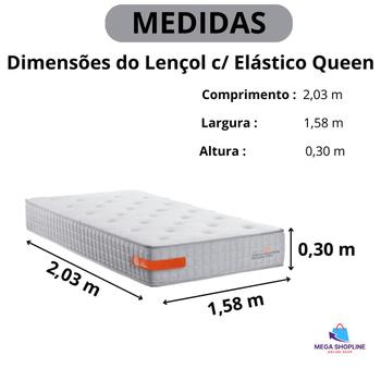 Imagem de Lençol Avulso Queen 170 Fios C/ Elástico Colchão 30cm Altura