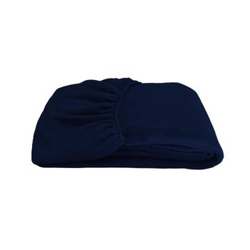 Imagem de Lençol com Elástico Solteiro Especial King 96cm Plush Microfibra Fleece Azul Marinho Arrumadinho Enxovais