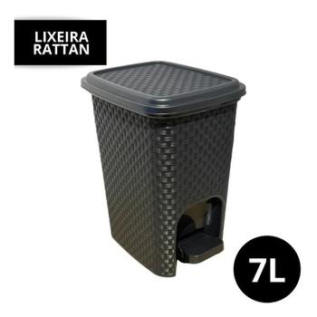 Imagem de Lixeira 7 Litros Multiuso Pedal Preto Montada Fácil Limpar