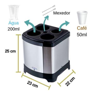 Imagem de Lixeira Quadrada Inox Para Copos Descartáveis 25cm