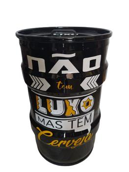 Imagem de Lixeira tambor tonel decorado não tem luxo mas tem cerveja