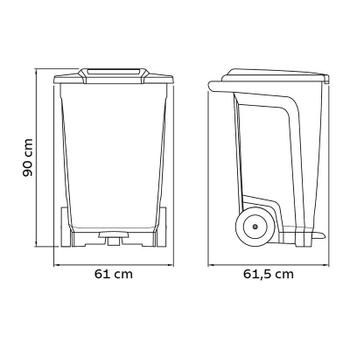Imagem de Lixeira tramontina t-force coleta seletiva orgânico em polipropileno marrom com rodas 100 l