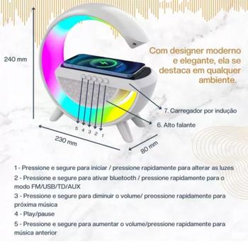 Imagem de Luminária G-Speaker Smart Station RGB Wireless e Carregador
